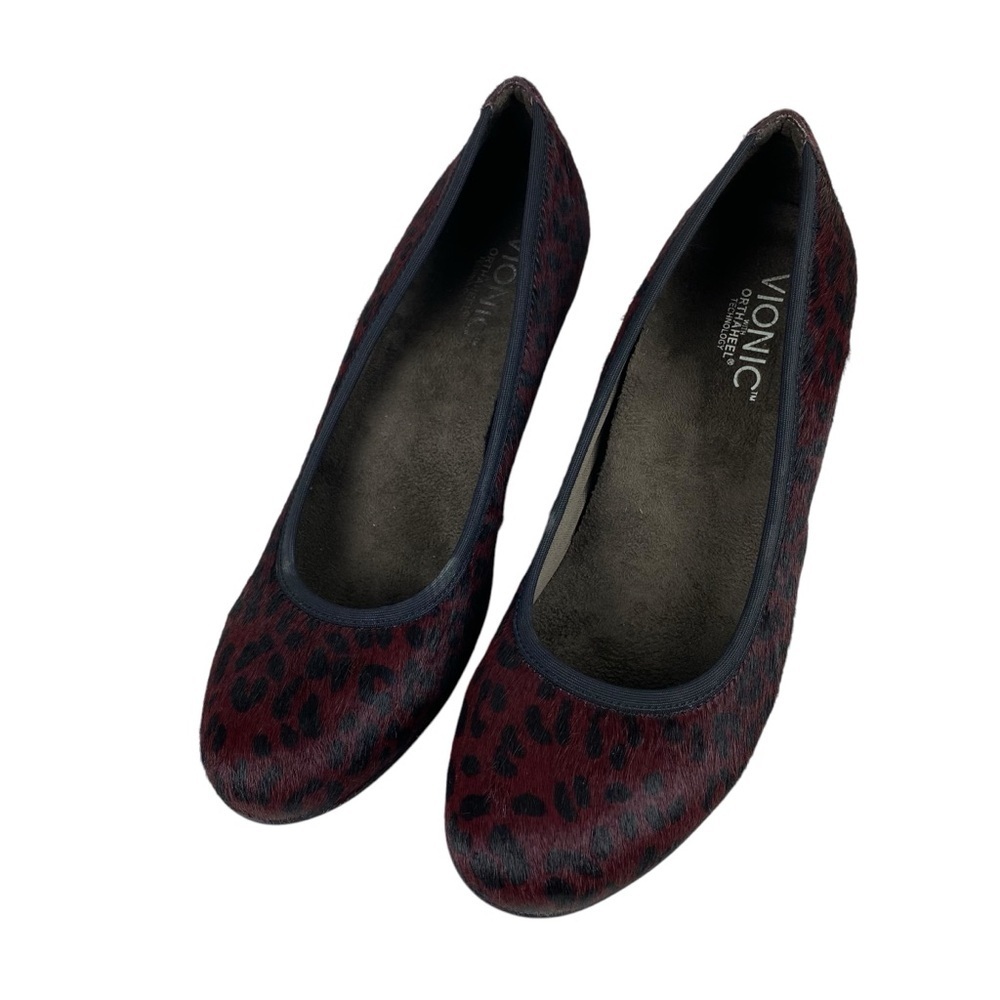 Vionic Mabrey Orthaheel Technology Slip on Pumps Heels Size 7 Calf Hair Burgundy - Picture 3 of 13
